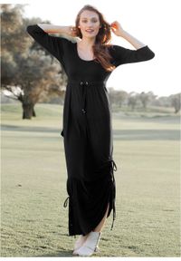 Sukienka shirtowa, rękawy 3/4 bonprix czarny. Kolor: czarny. Długość: maxi #4