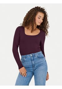 only - ONLY Bluzka Lea 15302647 Fioletowy Slim Fit. Kolor: fioletowy. Materiał: syntetyk
