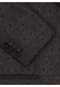 Pako Lorente - PAKO LORENTE – Brązowa żakardowa marynarka smokingowa. Okazja: na sylwestra, na studniówkę, na ślub cywilny, na wesele. Kolor: brązowy, czarny. Materiał: żakard #9