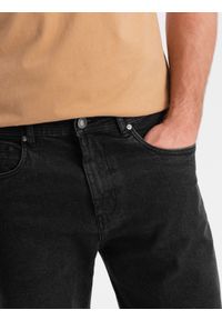 Ombre Clothing - Szorty jeansowe męskie z podwiniętymi nogawkami – czarne V4. Okazja: na co dzień. Kolor: czarny. Materiał: jeans. Długość: krótkie. Wzór: aplikacja, ze splotem. Sezon: lato. Styl: casual, elegancki #5