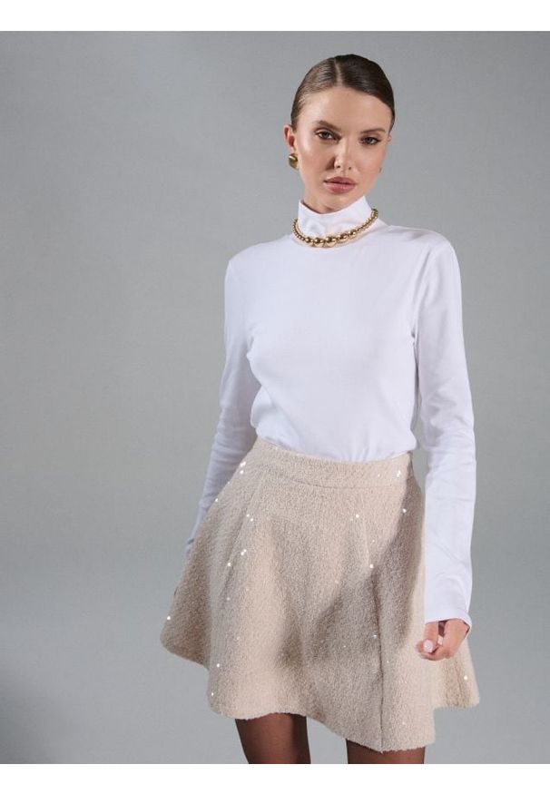 Sinsay - Bluzka z długim rękawem - biały. Kolor: biały. Długość rękawa: długi rękaw. Długość: długie