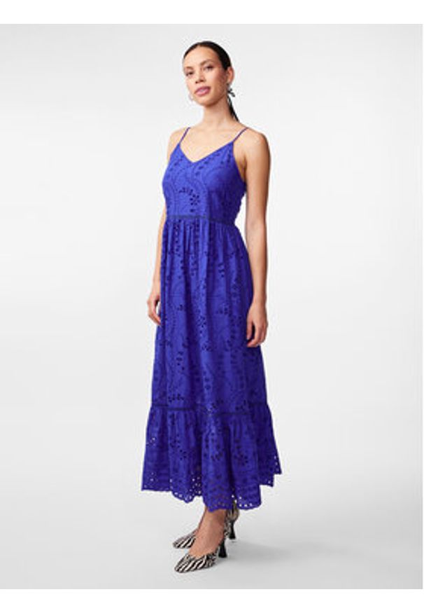 YAS Sukienka letnia Luma 26032686 Niebieski Regular Fit. Kolor: niebieski. Materiał: bawełna. Sezon: lato