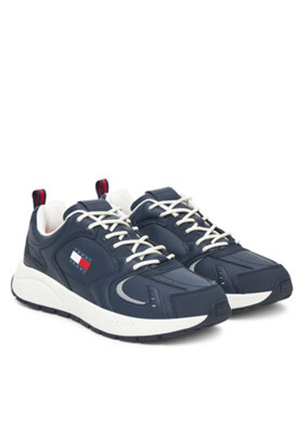 Tommy Jeans Sneakersy Tjm Runner Leather EM0EM01621 Granatowy. Kolor: niebieski. Materiał: skóra