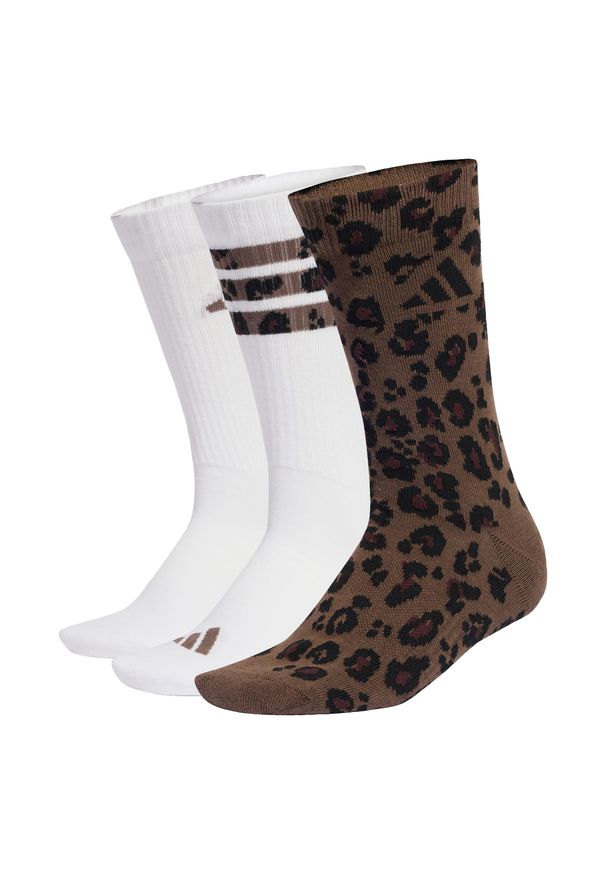 Adidas - Skarpety Leo Graphic, 3 pary. Kolor: beżowy, brązowy, biały, wielokolorowy. Sport: fitness