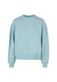BUILD YOUR BRAND - Bluza Damska Dekolt W Szpic Oversized. Kolor: niebieski