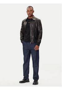Karl Lagerfeld - KARL LAGERFELD Kurtka skórzana 555000 554400 Czarny Regular Fit. Typ kołnierza: dekolt w karo. Kolor: czarny. Materiał: skóra #5