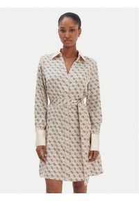 Guess Sukienka koszulowa W6RK90 WF1T2 Beżowy Regular Fit. Kolor: beżowy. Materiał: syntetyk. Typ sukienki: koszulowe #1