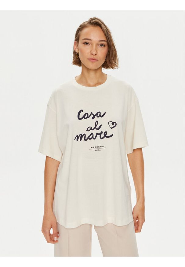 Weekend Max Mara T-Shirt Xanadu 2425946041600 Écru Oversize. Materiał: bawełna