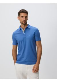 Reserved - Koszulka polo regular fit - niebieski. Typ kołnierza: polo. Kolor: niebieski. Materiał: bawełna, dzianina