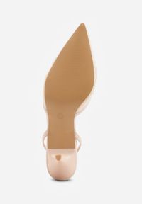 Renee - Beżowe Siateczkowe Czółenka na Szpilce z Haftami i Perełkami Branira. Okazja: na imprezę. Zapięcie: pasek. Kolor: beżowy. Wzór: haft. Obcas: na szpilce. Styl: elegancki #9