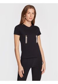 Elisabetta Franchi T-Shirt MA-011-26E2-V190 Czarny Slim Fit. Kolor: czarny. Materiał: bawełna