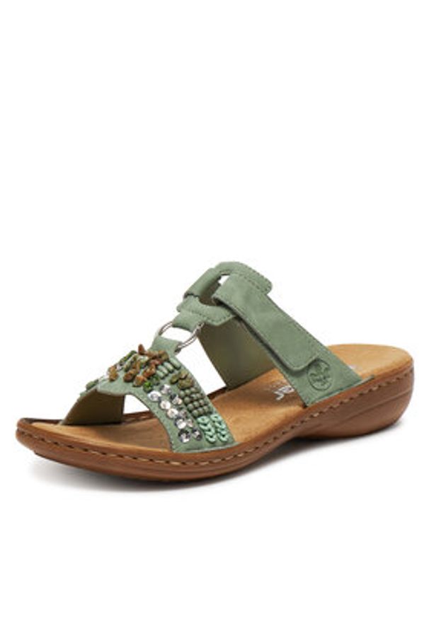 Rieker Klapki 60814-52 Zielony. Kolor: zielony. Materiał: materiał, syntetyk