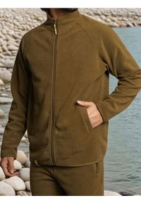 Sinsay - Rozpinana bluza polarowa ze stójką - khaki. Typ kołnierza: kołnierzyk stójkowy. Kolor: brązowy. Materiał: polar #1