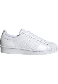 Adidas - Buty dla dzieci adidas Superstar J białe EF5399. Zapięcie: sznurówki. Kolor: biały. Materiał: skóra, guma. Szerokość cholewki: normalna. Model: Adidas Superstar #1