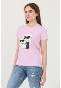 Karl Lagerfeld - KARL LAGERFELD Lawendowy t-shirt Ikonik 2.0. Kolor: fioletowy