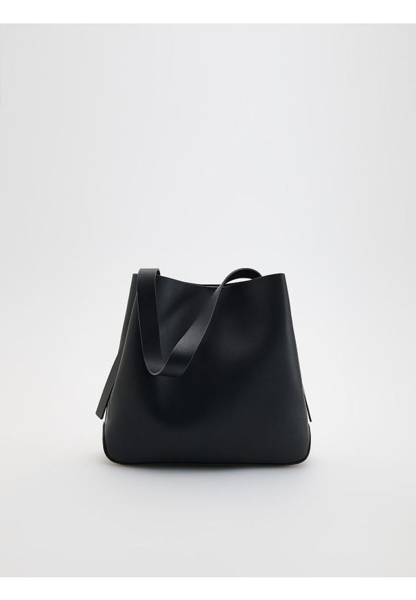 Reserved - Torebka shopper - czarny. Kolor: czarny. Materiał: skórzane