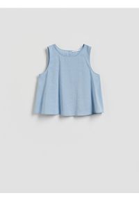 Reserved - Bluzka z modalem - jasnoniebieski. Kolor: niebieski. Materiał: tkanina