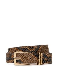 TOMMY HILFIGER - Tommy Hilfiger Pasek Damski Luxe Python AW0AW16610 Brązowy. Kolor: brązowy. Materiał: skóra #1