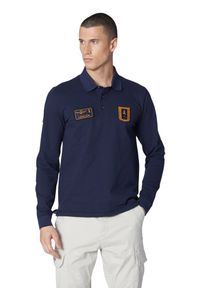 Aeronautica Militare - AERONAUTICA MILITARE Granatowe męskie polo z długim rękawem Piqué, Rozmiar M. Typ kołnierza: polo. Kolor: niebieski. Długość rękawa: długi rękaw. Długość: długie #2