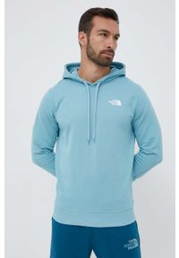 The North Face bluza bawełniana męska kolor turkusowy z kapturem z nadrukiem. Okazja: na co dzień. Typ kołnierza: kaptur. Kolor: turkusowy. Materiał: bawełna. Wzór: nadruk. Styl: casual #2
