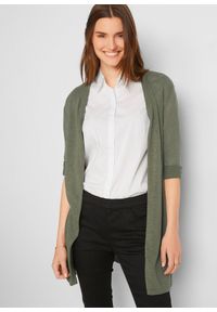 bonprix - Długi sweter bez zapięcia. Kolor: zielony. Długość: długie #1