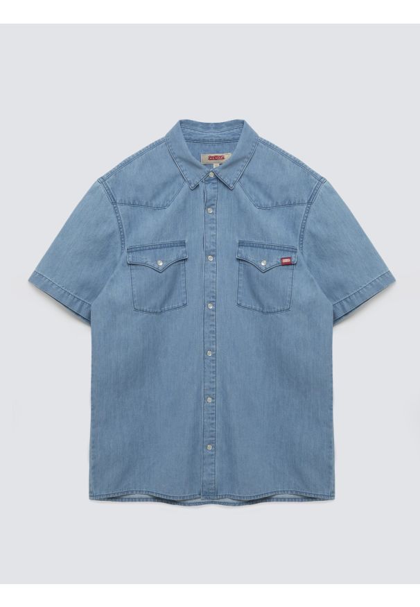 Big-Star - Koszula męska jeansowa z linii Authentic niebieska Short Sleeve Western 267. Okazja: na co dzień. Kolor: niebieski. Materiał: jeans. Sezon: lato. Styl: casual