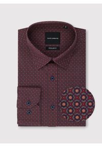 Pako Lorente - PAKO LORENTE - Bordowa koszula w geometryczny wzór. Kolor: czerwony. Materiał: elastan, bawełna. Długość rękawa: długi rękaw. Długość: długie. Wzór: geometria. Sezon: jesień #5