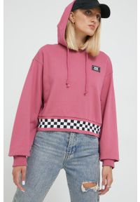 Vans bluza bawełniana damska kolor fioletowy z kapturem z aplikacją. Typ kołnierza: kaptur. Kolor: fioletowy. Materiał: bawełna. Wzór: aplikacja #2