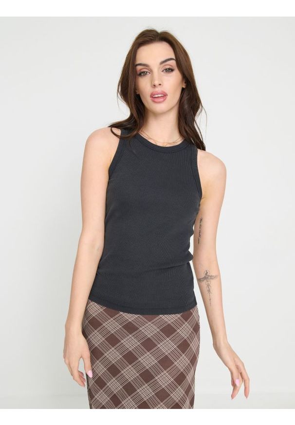 Sinsay - Tank top - czarny. Kolor: czarny
