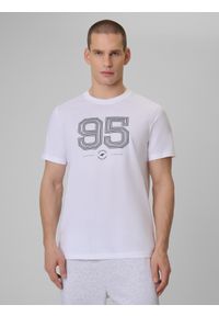 4f - 4F T-shirt regular z nadrukiem męski - biały M. Okazja: na co dzień. Kolor: biały. Materiał: dzianina, bawełna, materiał. Wzór: nadruk. Styl: casual, klasyczny #1