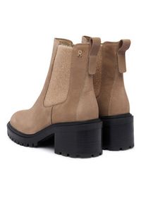 TOMMY HILFIGER - Tommy Hilfiger Botki Th Nubuck Chelsea Cleated Heel FW0FW09158 Beżowy. Kolor: beżowy. Materiał: skóra #3