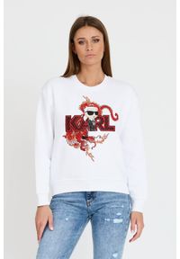 Karl Lagerfeld - KARL LAGERFELD Biała damska bluza ikonik lny, Rozmiar S. Kolor: biały. Materiał: len. Wzór: haft #1