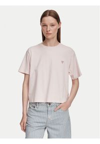Guess Jeans T-Shirt W4YI05 K8HM0 Różowy jasny Boxy Fit. Kolor: różowy. Materiał: bawełna #1