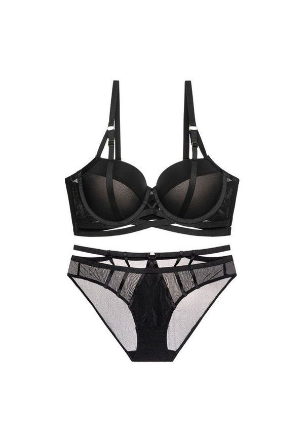 Intica - Biustonosz push-up z figami na co dzień i specjalne okazje Priscella. Kolor: czarny. Materiał: materiał, skóra