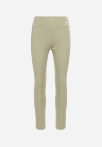 Born2be - Zielone Legginsy z Wysokim Stanem i Gumką w Pasie Bloelia. Stan: podwyższony. Kolor: zielony. Wzór: gładki #4