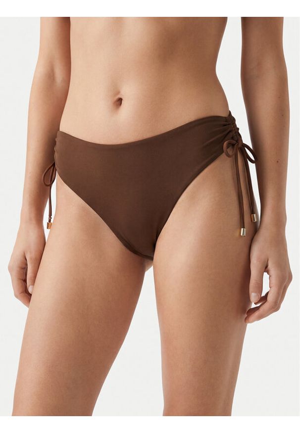 Max Mara Beachwear Dół od bikini Sandra 2616821229 Brązowy ciemny. Kolor: brązowy. Materiał: syntetyk