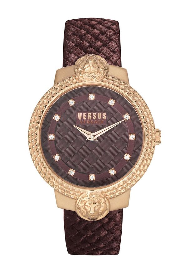 Versus Versace - Zegarek VSPLK1420. Kolor: czerwony. Materiał: materiał, skóra