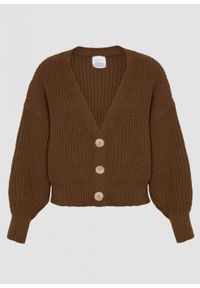 Marsala - Sweter z guzikami/kardigan w odcieniu KAMELOWYM - MONACO CAMEL. Materiał: jeans, wełna, akryl. Styl: elegancki