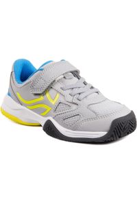 ARTENGO - Buty tenisowe TS560 dla dzieci. Kolor: niebieski, wielokolorowy, żółty, szary. Materiał: tkanina, mesh, kauczuk. Szerokość cholewki: szeroka. Sport: tenis