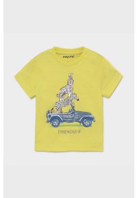 Mayoral - T-shirt dziecięcy. Okazja: na co dzień. Kolor: żółty. Materiał: bawełna, dzianina. Wzór: nadruk. Styl: casual #1