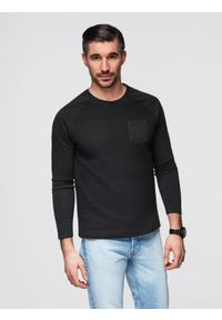 Ombre Clothing - Longsleeve męski o strukturze "wafla" - czarny V4 - Rozmiar: XL. Okazja: na co dzień. Kolor: czarny. Materiał: bawełna. Długość rękawa: długi rękaw. Styl: casual, klasyczny, sportowy