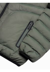 Ombre Clothing - Sportowa kurtka męska pikowana - khaki V6 OM-JALP-0118 - XL. Kolor: brązowy. Materiał: poliester, nylon. Styl: sportowy #5