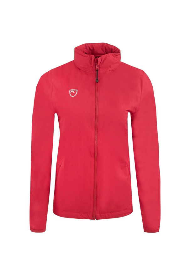 POWERLAYER - Kurtka damska PlayerLayer z kapturem i wysokim kołnierzem — Scarlet Red, S. Typ kołnierza: kaptur. Kolor: czerwony. Materiał: nylon
