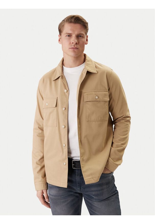 Hugo - HUGO Koszula Epoldo 50545383 Beżowy Oversize. Kolor: beżowy. Materiał: bawełna