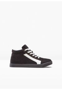 Wysokie sneakersy bonprix czarny. Kolor: czarny. Materiał: welur, syntetyk, materiał, skóra #1