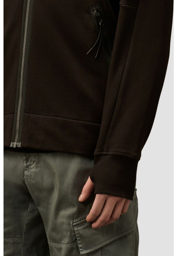 C.P. Company - C.P. COMPANY Czarna męska bluza Hooded Open. Kolor: czarny