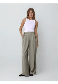 Sinsay - Spodnie wide leg - zielony. Kolor: zielony #1