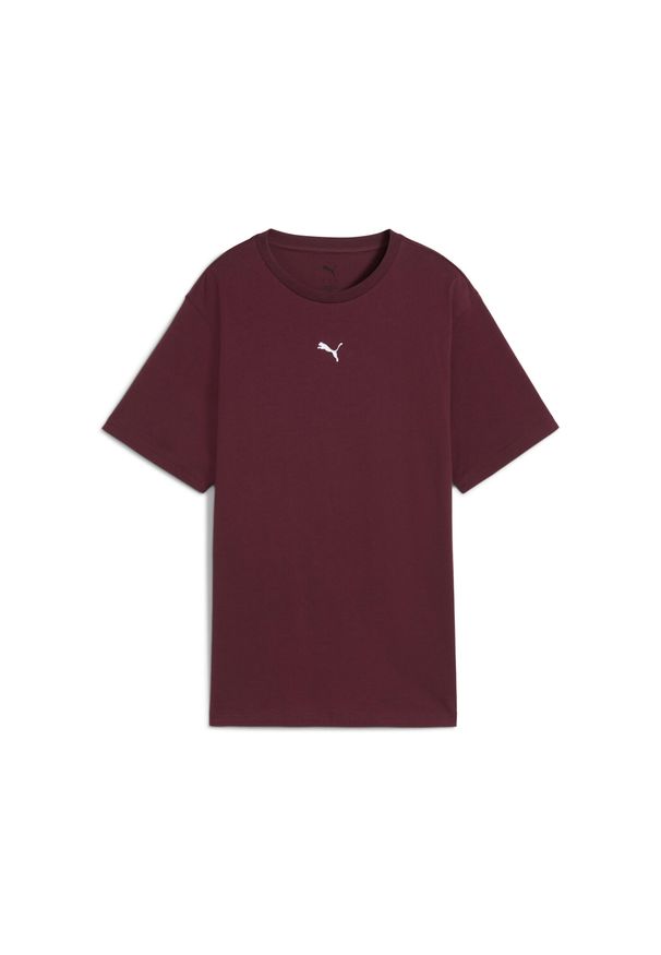 Puma - Damska koszulka o luźnym kroju ESS PUMA Ruby Shimmer Red. Kolor: czerwony. Wzór: haft. Sport: fitness