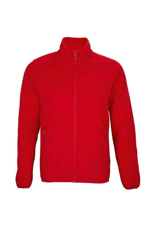 SOL'S - Męska Bluza Polarowa Factor Zapinana Na Zamek Błyskawiczny. Kolor: czerwony. Materiał: polar. Sezon: zima