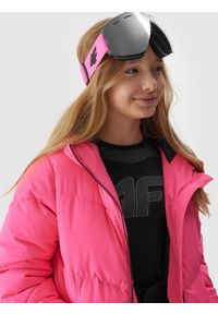 4f - Kurtka narciarska membrana 5000 dziewczęca - różowa. Kolor: różowy. Materiał: tkanina, puch, syntetyk. Wzór: gładki. Sezon: zima